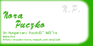 nora puczko business card